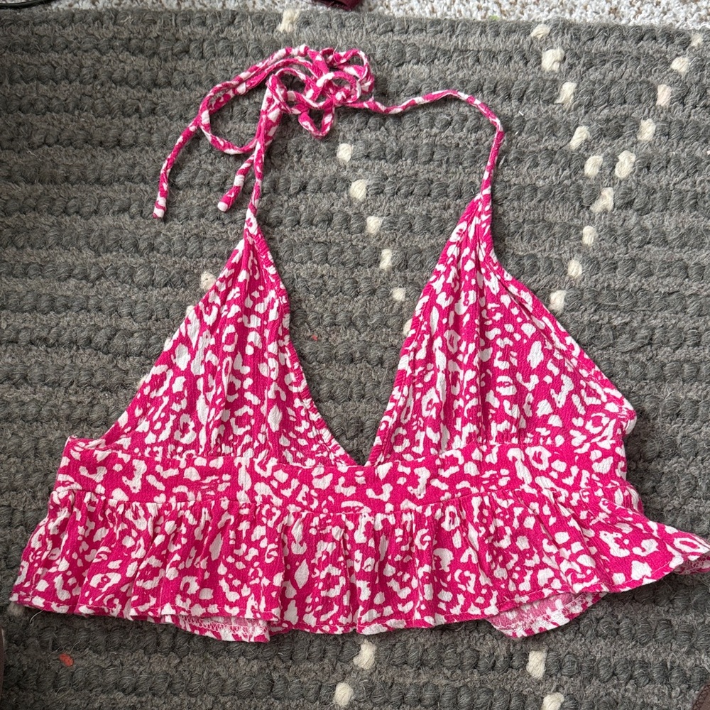 SHEIN pink chetta halter top size small